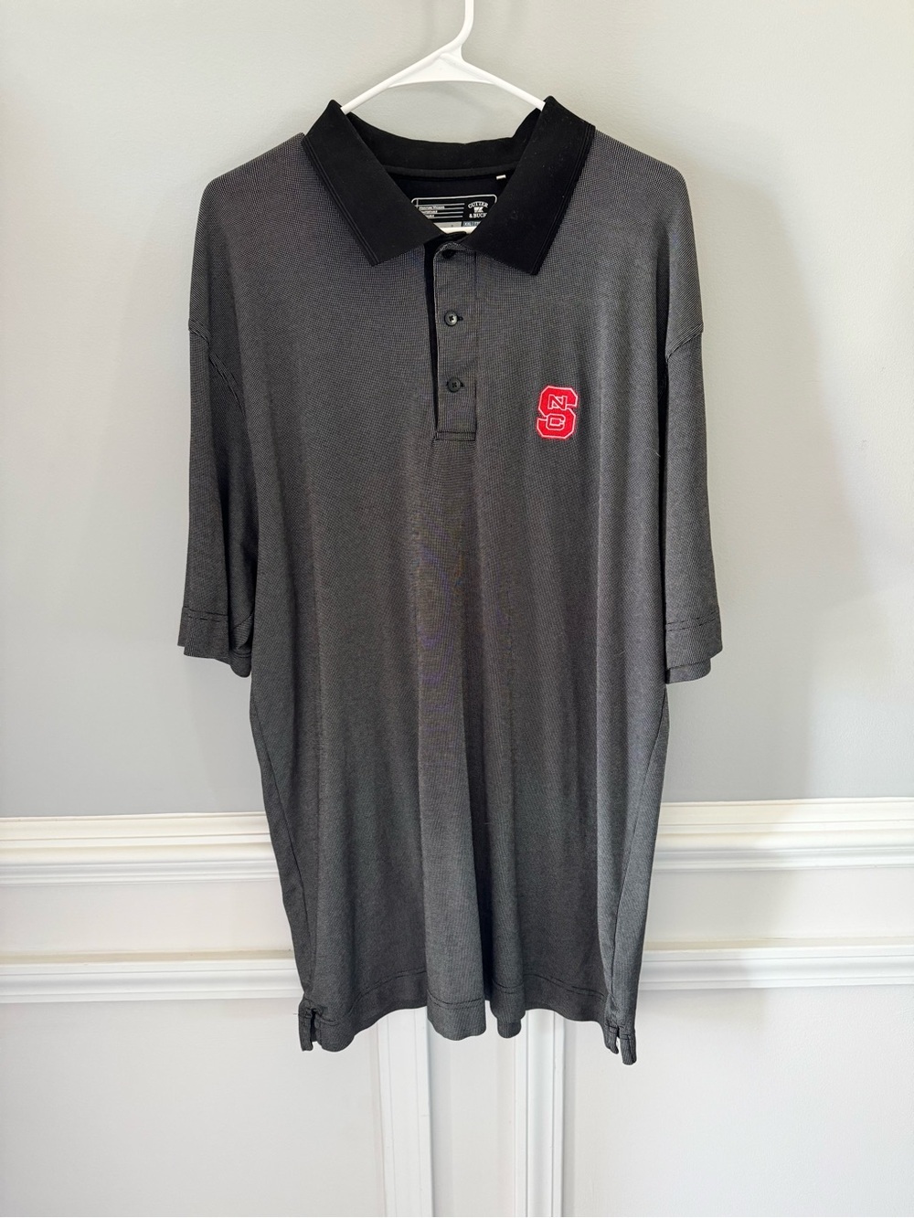 Cutter & Buck Charcoal Polo with Black Collar and Red Logo